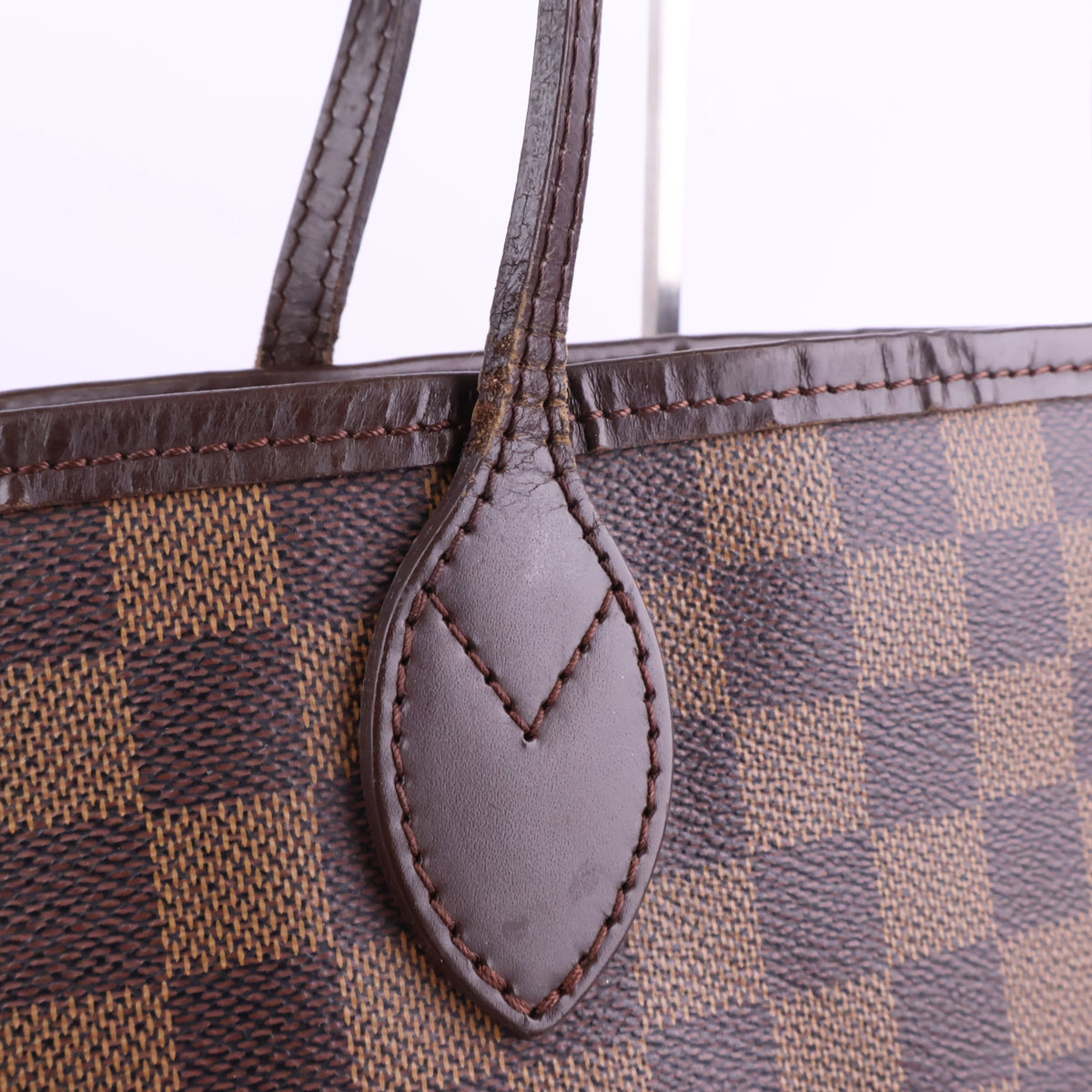 J2918 Louis Vuitton Shoulder Bag Damier Ebene Neverfull MM | Pre-Owned Brown Damier Ebene Coated Canvas; Leather