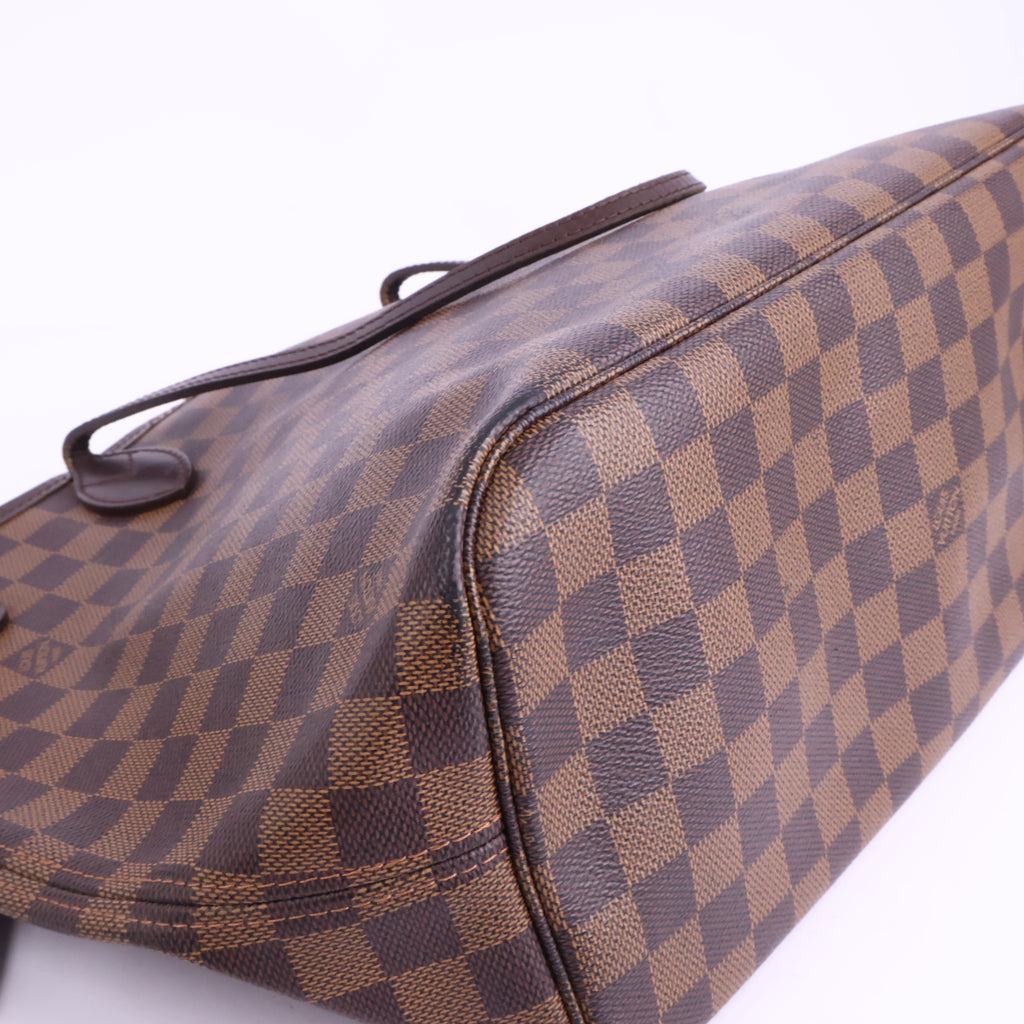J2918 Louis Vuitton Shoulder Bag Damier Ebene Neverfull MM | Pre-Owned Brown Damier Ebene Coated Canvas; Leather