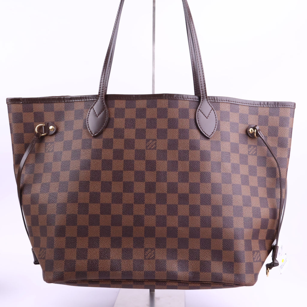 J2923 Louis Vuitton Shoulder Bag Damier Ebene Neverfull MM | Pre-Owned Brown Damier Ebene Coated Canvas; Leather