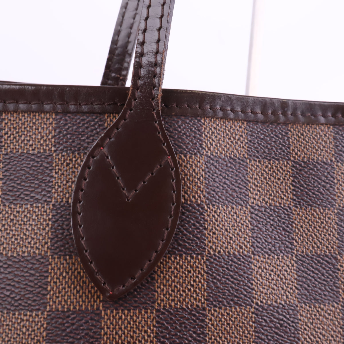 J2923 Louis Vuitton Shoulder Bag Damier Ebene Neverfull MM | Pre-Owned Brown Damier Ebene Coated Canvas; Leather