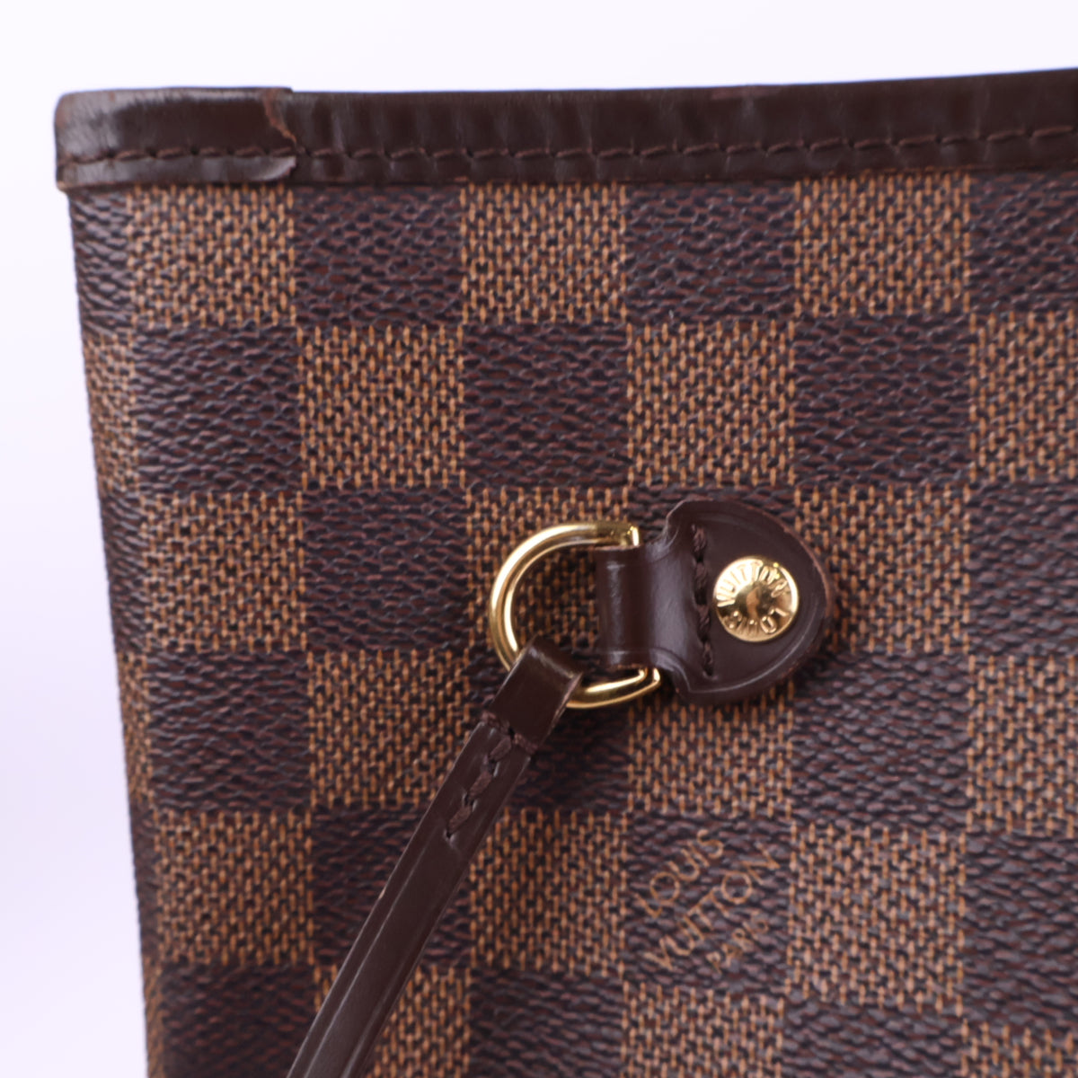 J2923 Louis Vuitton Shoulder Bag Damier Ebene Neverfull MM | Pre-Owned Brown Damier Ebene Coated Canvas; Leather