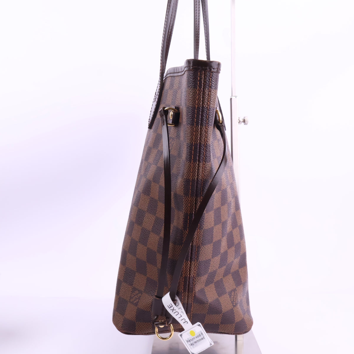 J2923 Louis Vuitton Shoulder Bag Damier Ebene Neverfull MM | Pre-Owned Brown Damier Ebene Coated Canvas; Leather