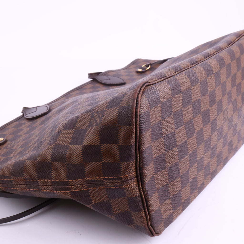 J2923 Louis Vuitton Shoulder Bag Damier Ebene Neverfull MM | Pre-Owned Brown Damier Ebene Coated Canvas; Leather