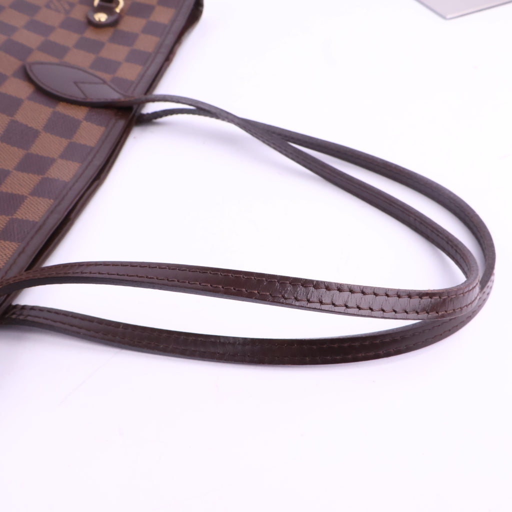 J2923 Louis Vuitton Shoulder Bag Damier Ebene Neverfull MM | Pre-Owned Brown Damier Ebene Coated Canvas; Leather