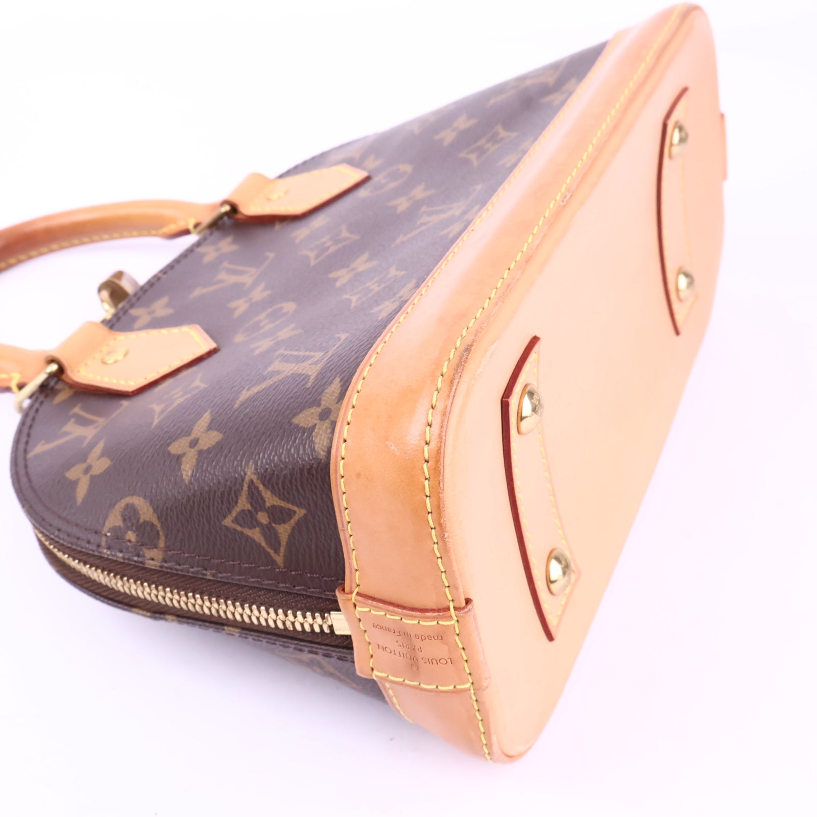 J2910 Louis Vuitton Top Handle Bag Monogram Alma BB | Pre-Owned Brown Monogram Coated canvas, Leather trim