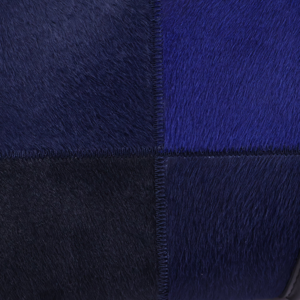 J2830 Celine Tote Bag Black and Blue Leather and Fur Clourblock Luggage Tote | Pre-Owned Black / Blue Colourblock Leather, Fur