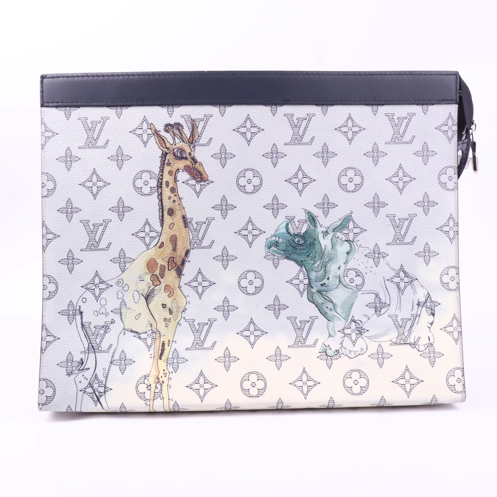 J2841 Louis Vuitton Clutch Bag Louis Vuitton x Chapman Brothers Savane Pochette Voyage | Pre-Owned Savane / Monogram Canvas