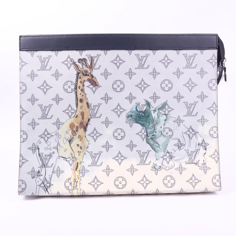 J2841 Louis Vuitton Clutch Bag Louis Vuitton x Chapman Brothers Savane Pochette Voyage | Pre-Owned Savane / Monogram Canvas