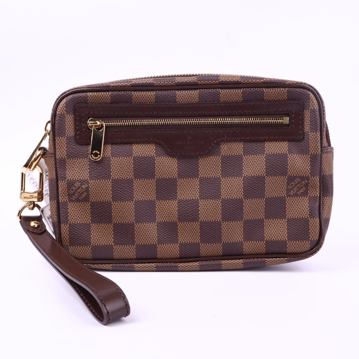 J2829 Louis Vuitton Clutch Bag Damier Ebene Saint Paul Pochette | Pre-Owned Brown Damier Ebene Canvas