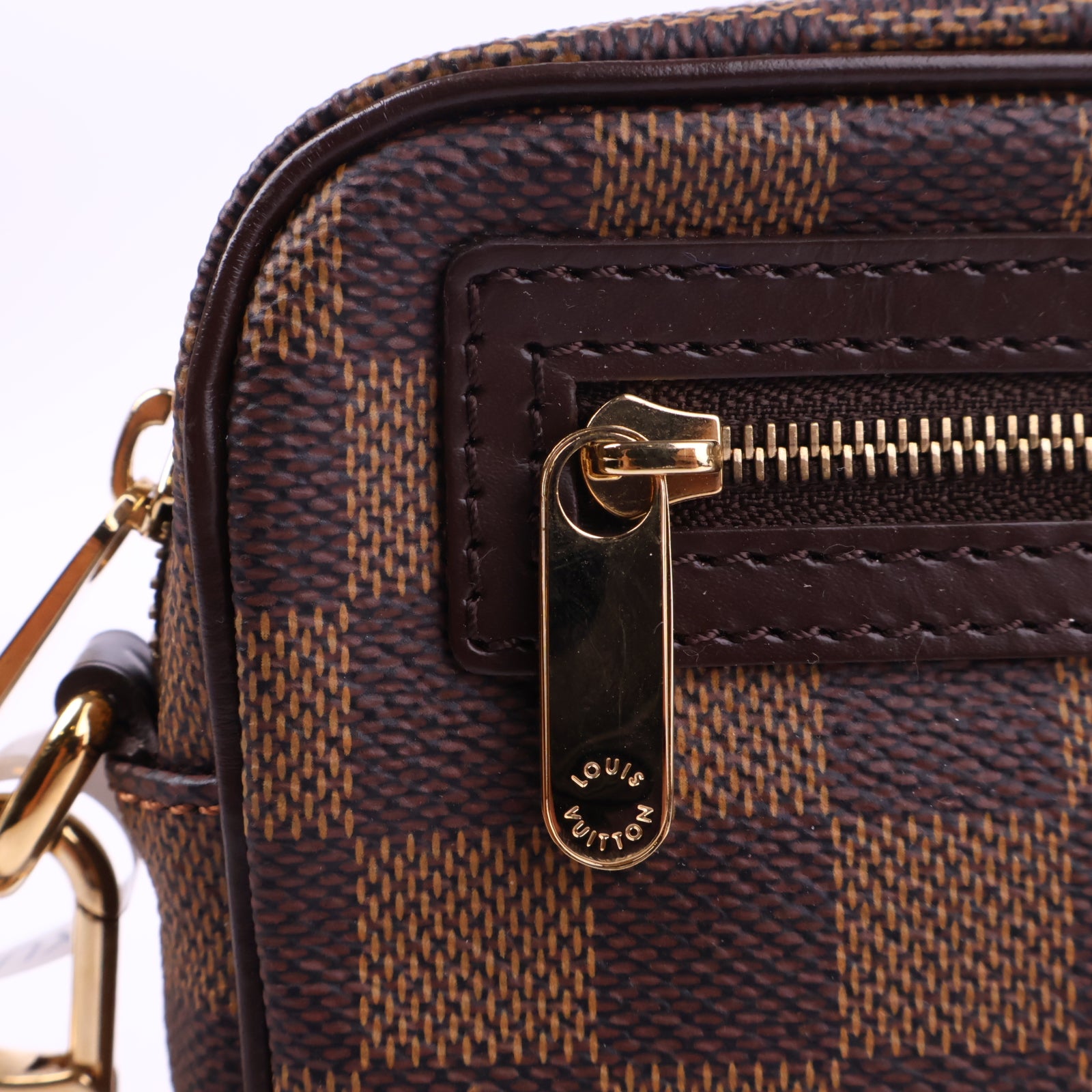 J2829 Louis Vuitton Clutch Bag Damier Ebene Saint Paul Pochette | Pre-Owned Brown Damier Ebene Canvas