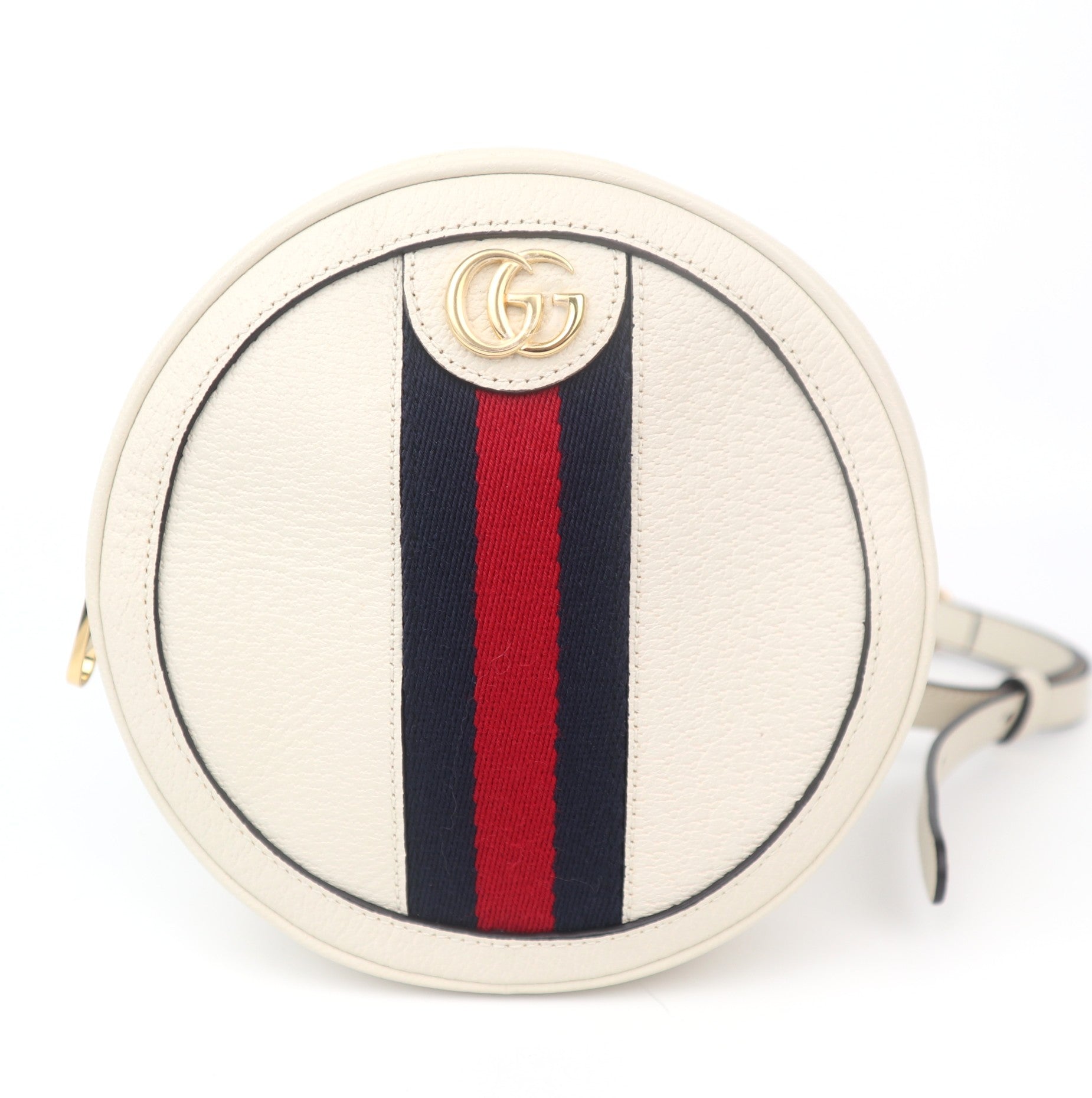 C1097 Gucci Textured Calfskin Web Mini Ophidia Round Backpack-Pre Owned