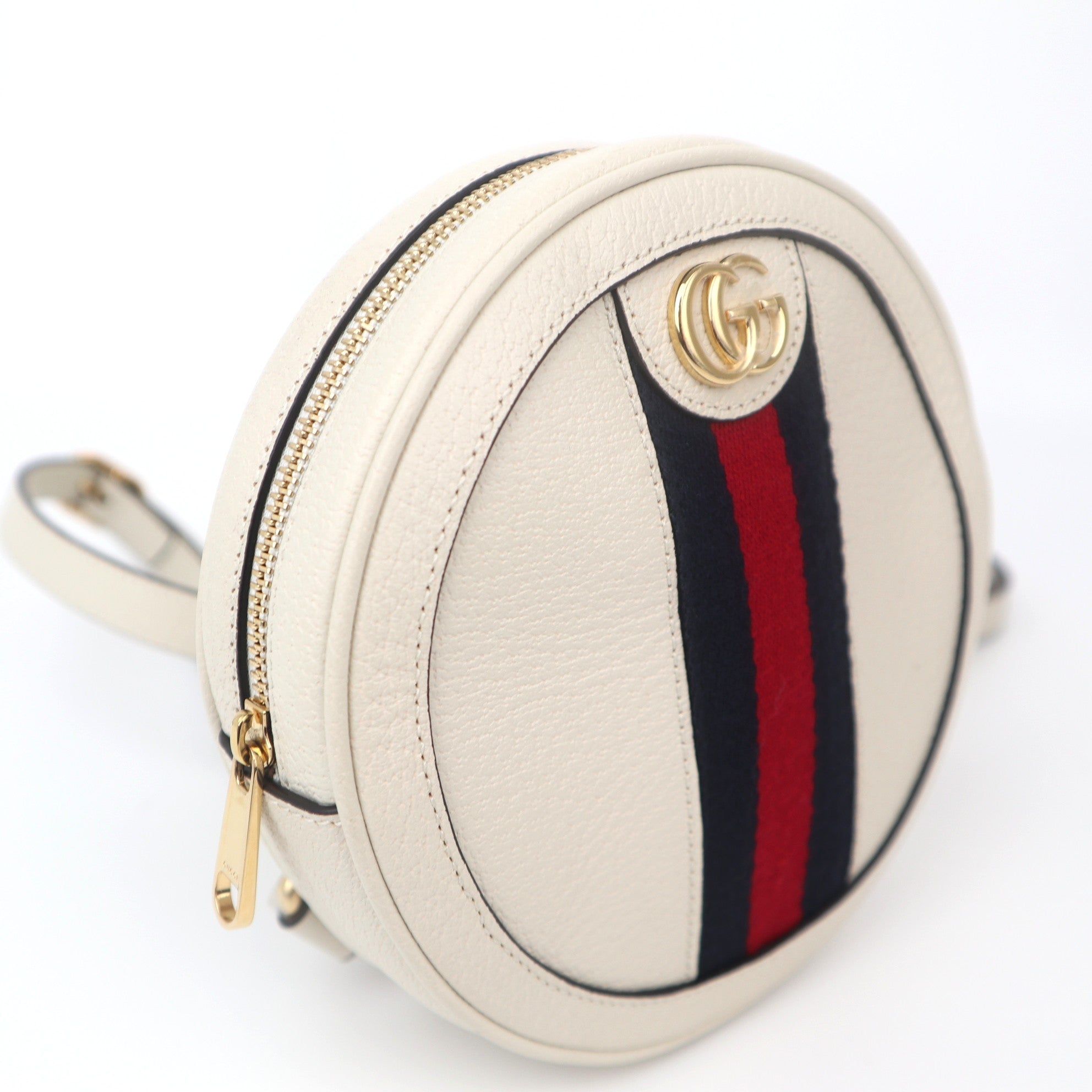 C1097 Gucci Textured Calfskin Web Mini Ophidia Round Backpack-Pre Owned