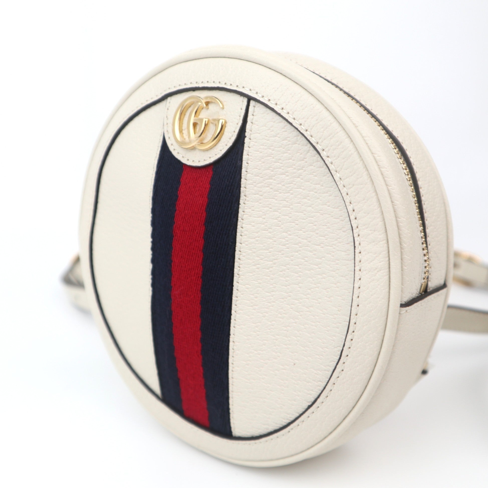 C1097 Gucci Textured Calfskin Web Mini Ophidia Round Backpack-Pre Owned