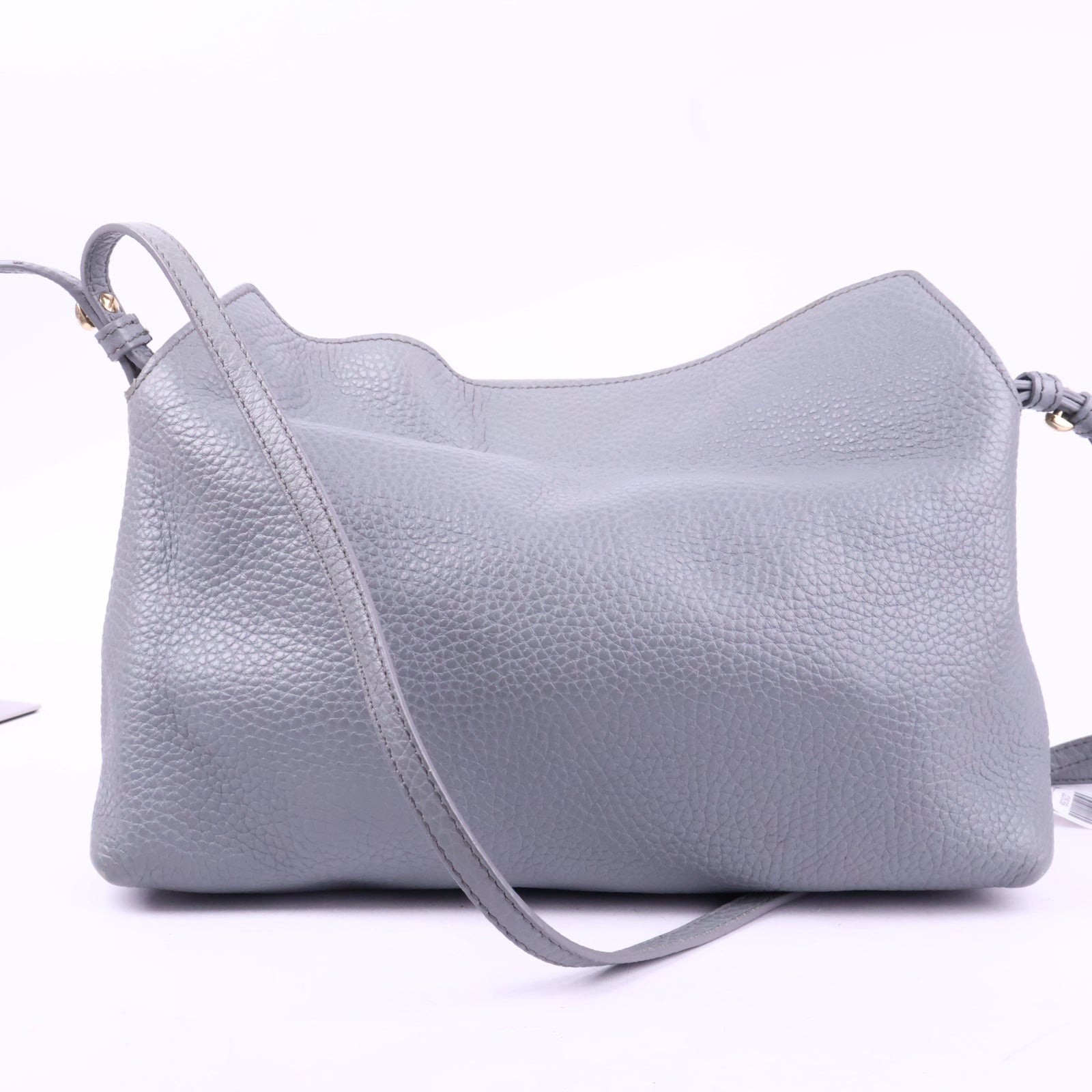 J2839 Burberry Shoulder Bag Ash Grey Grained Leather Small Leah | Pre-Owned Grey Plain Leather