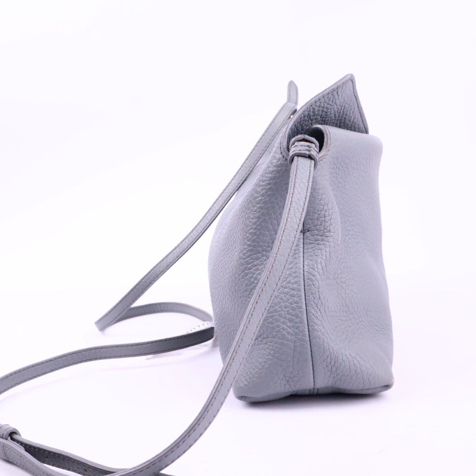 J2839 Burberry Shoulder Bag Ash Grey Grained Leather Small Leah | Pre-Owned Grey Plain Leather