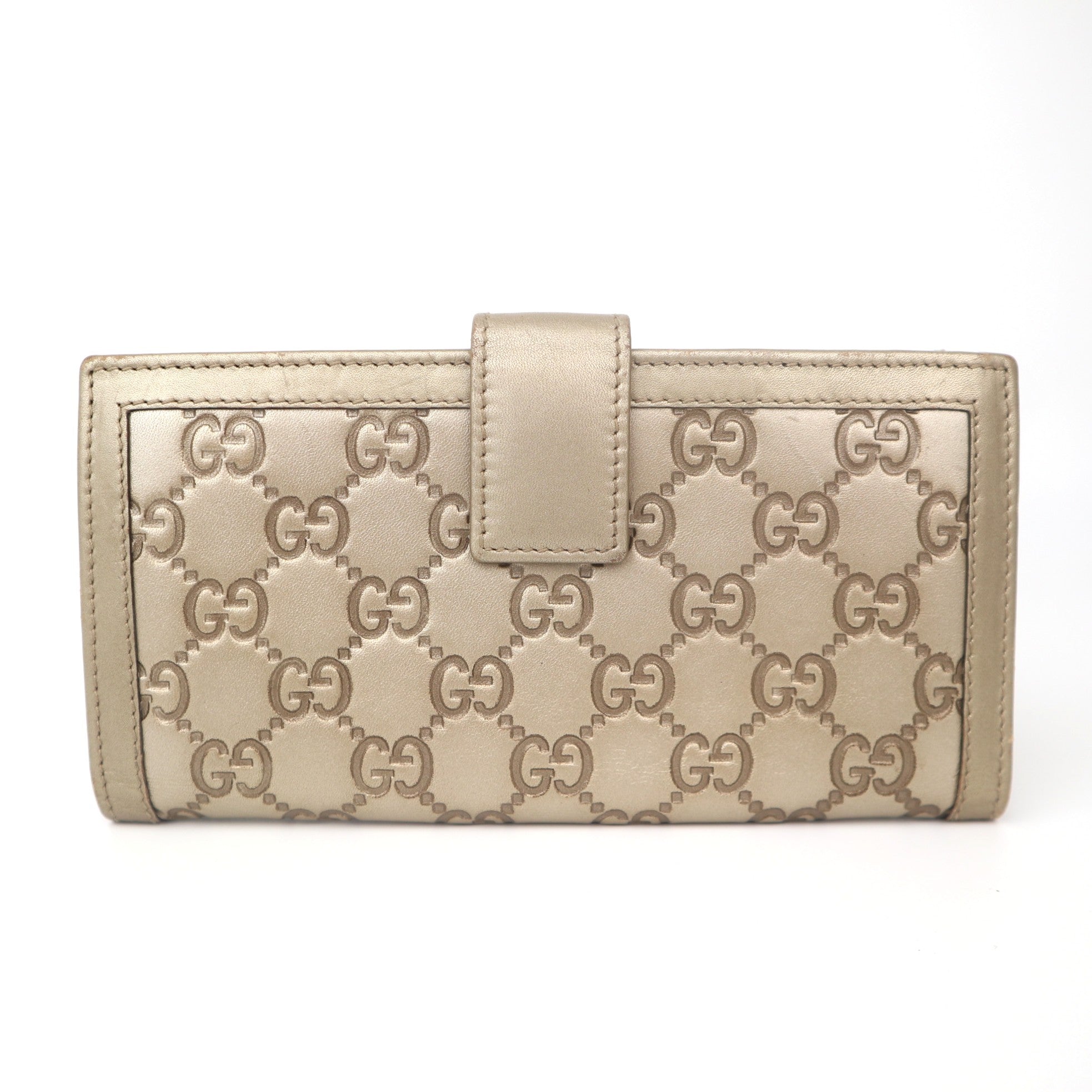 C1098 Gucci Champagne Guccissima Leather Sukey Continental Wallet-Pre Owned