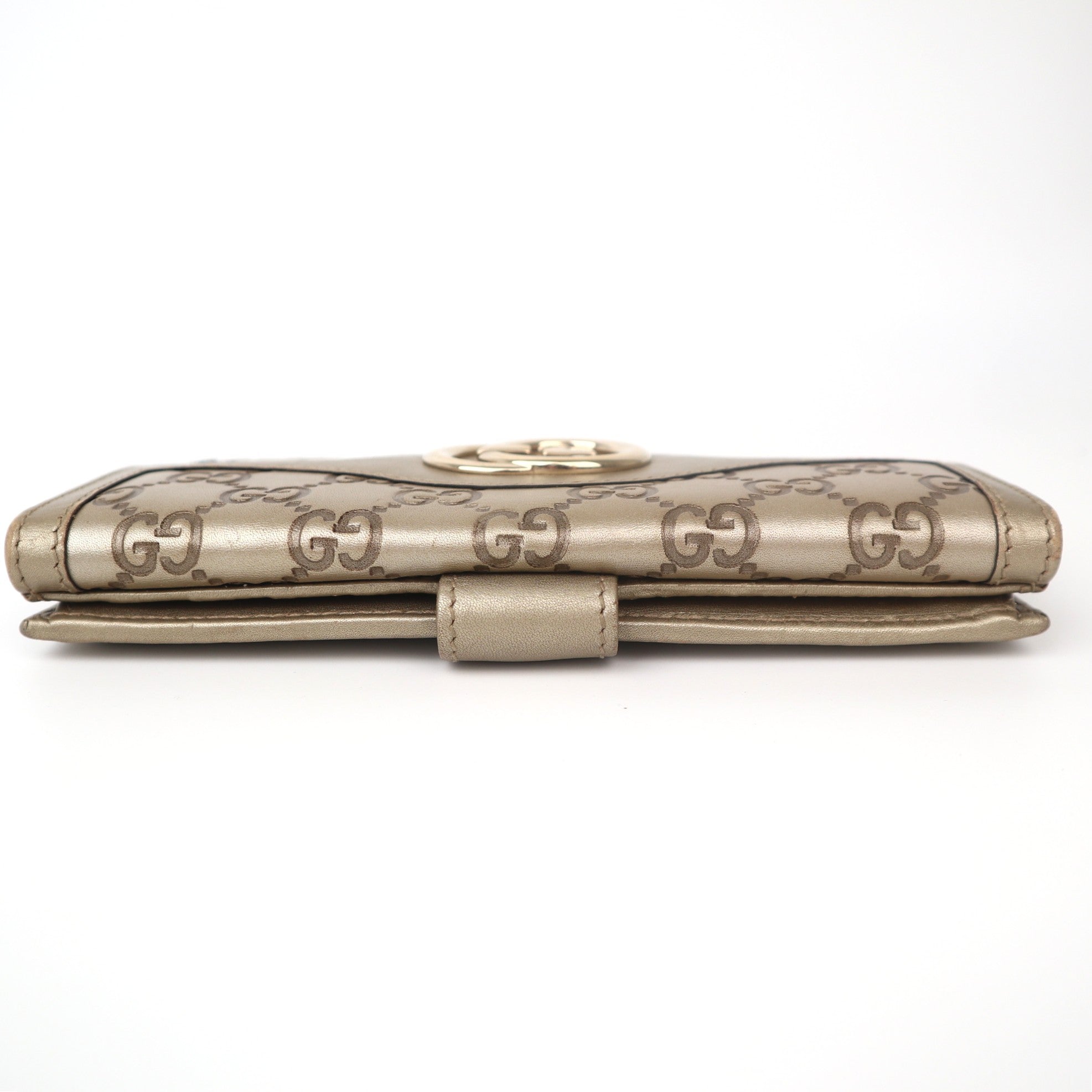 C1098 Gucci Champagne Guccissima Leather Sukey Continental Wallet-Pre Owned