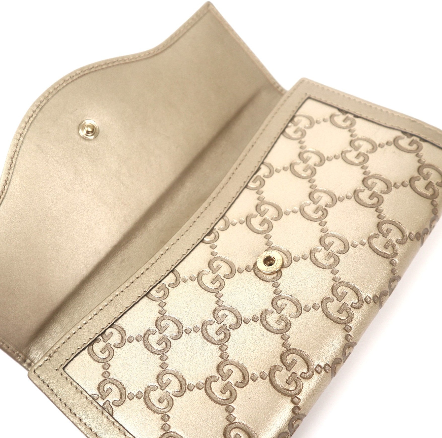C1098 Gucci Champagne Guccissima Leather Sukey Continental Wallet-Pre Owned