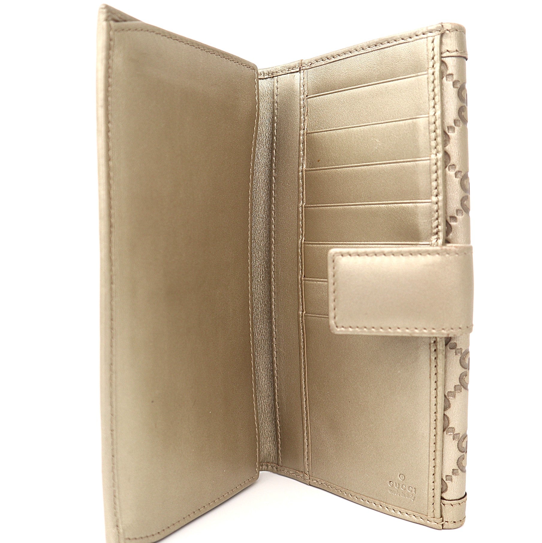 C1098 Gucci Champagne Guccissima Leather Sukey Continental Wallet-Pre Owned