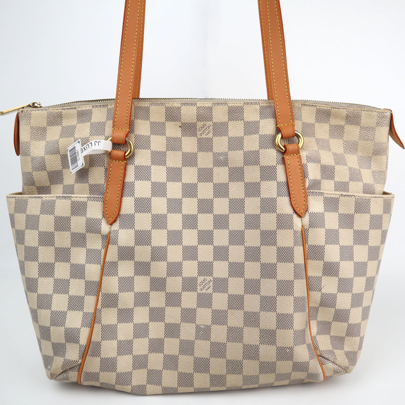 Louis Vuitton Damier Azur Totally Canvas Totally MM Shoulder Bag C1681R# | Pre-Owned Very Good Brown Damier Canvas