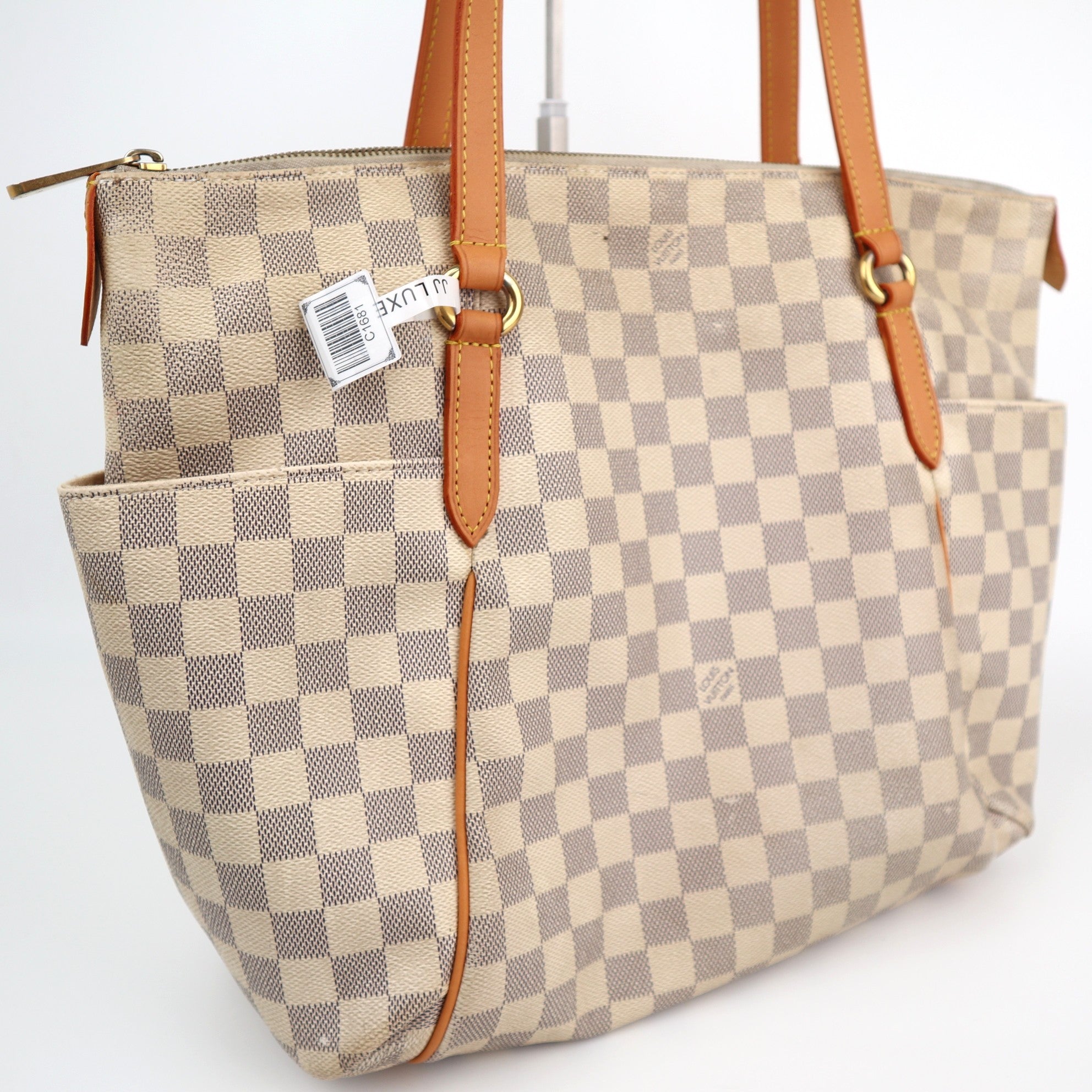 Louis Vuitton Damier Azur Totally Canvas Totally MM Shoulder Bag C1681R | Pre-Owned Very Good Brown Damier Canvas