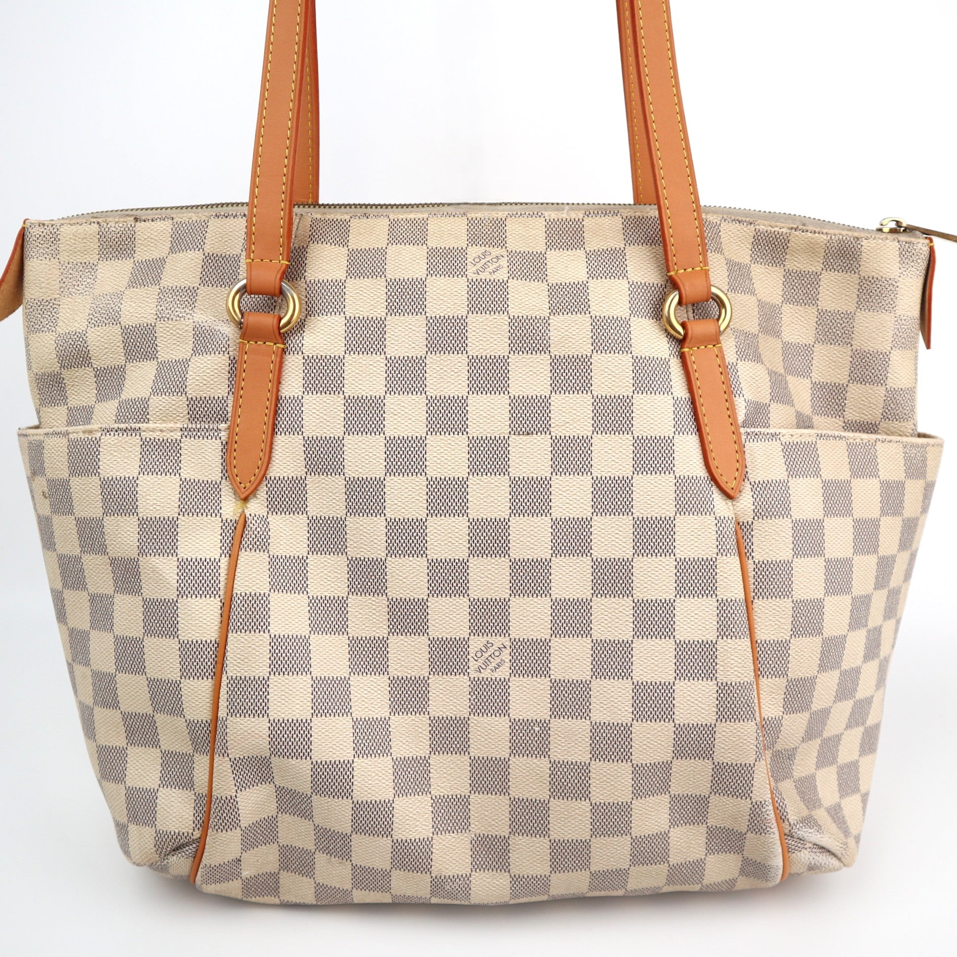 Louis Vuitton Damier Azur Totally Canvas Totally MM Shoulder Bag C1681R# | Pre-Owned Very Good Brown Damier Canvas