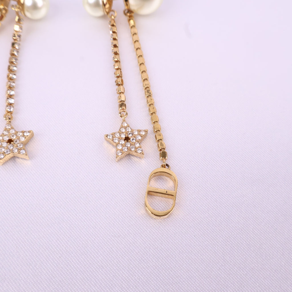 J2887*# Christian Dior Earrings Dior Tribales Earrings | Pre-Owned Gold / White / Silver Gold-finish Metal; White Resin Pearls; Silver-tone Crystals