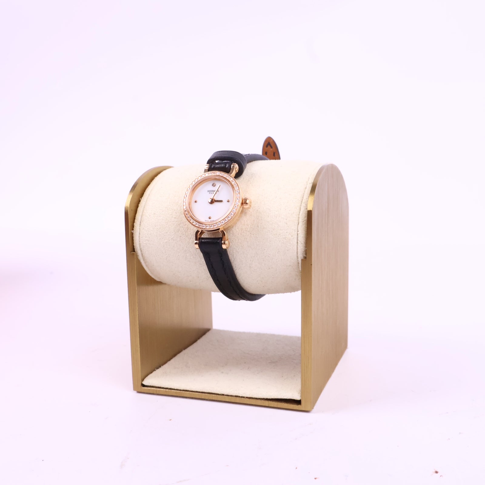 J2885* Hermes Watch Faubourg Watch, Mini Model 15mm | Pre-Owned Black / Yellow Gold / White Yellow Gold; Barenia Calfskin