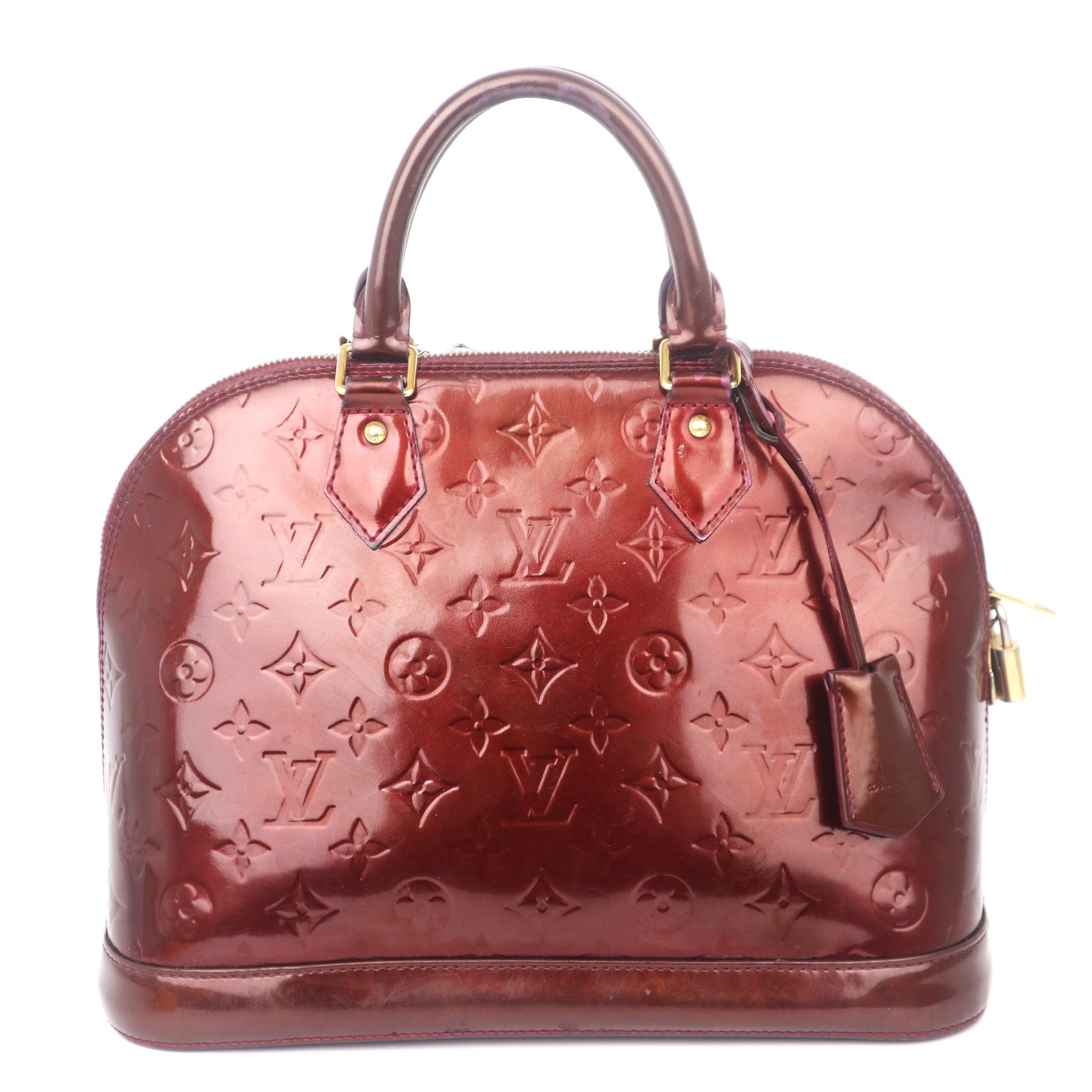 C1107 Louis Vuitton Amarante Monogram Vernis Alma PM Bag-Pre Owned