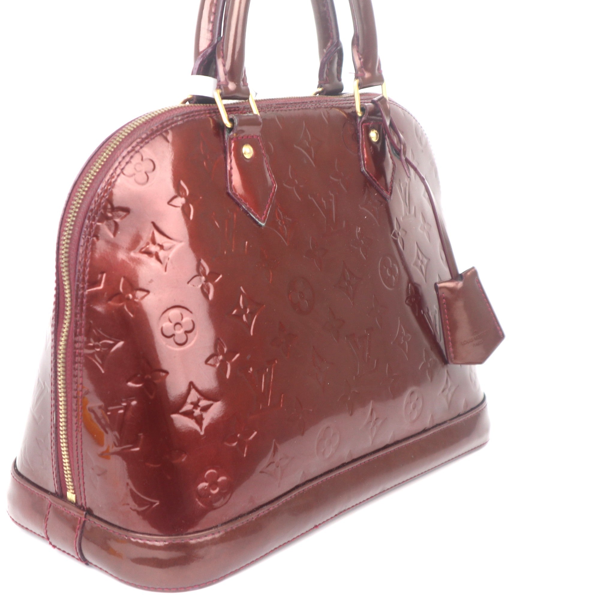 C1107 Louis Vuitton Amarante Monogram Vernis Alma PM Bag-Pre Owned
