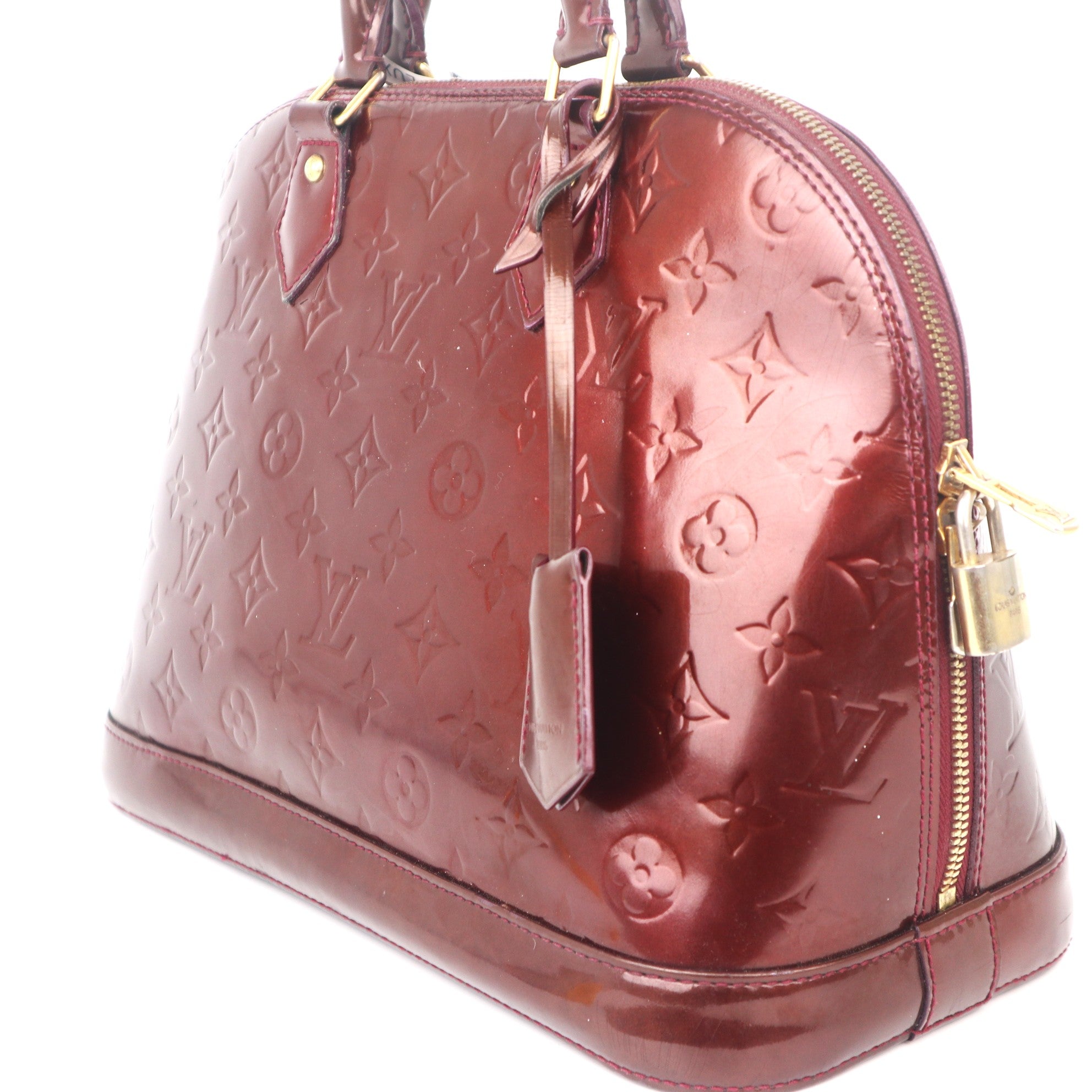 C1107 Louis Vuitton Amarante Monogram Vernis Alma PM Bag-Pre Owned