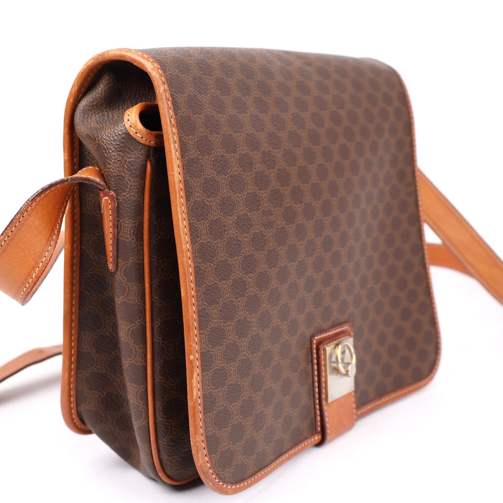 J1358 Céline Macadam Shoulder Bag Brown Leather- Pre Owned