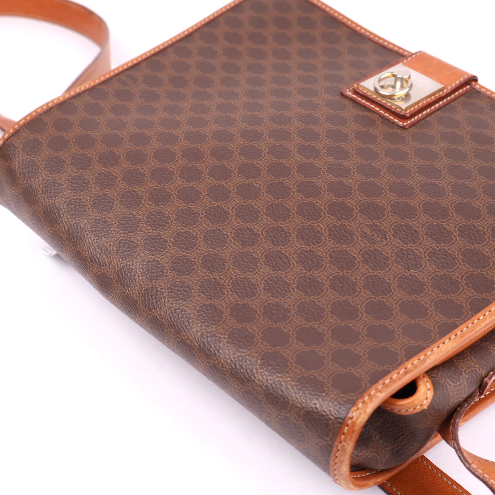 J1358 Céline Macadam Shoulder Bag Brown Leather- Pre Owned