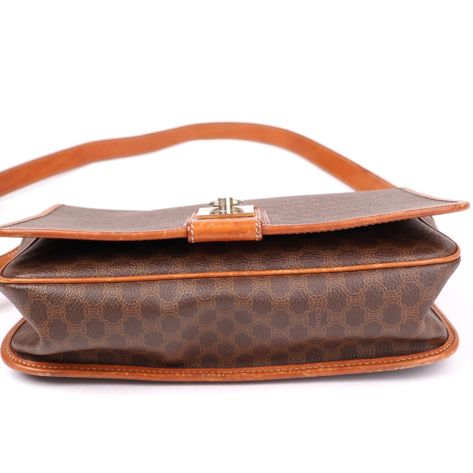 J1358 Céline Macadam Shoulder Bag Brown Leather- Pre Owned