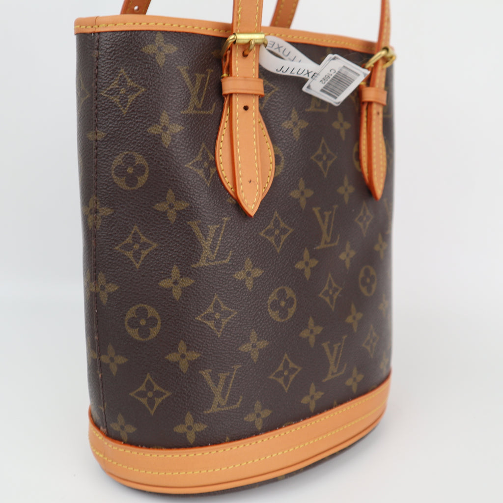 Louis Vuitton Monogram Canvas Petit Bucket Shoulder Bag C1692R | Pre-Owned Very Good Brown Monogram Canvas