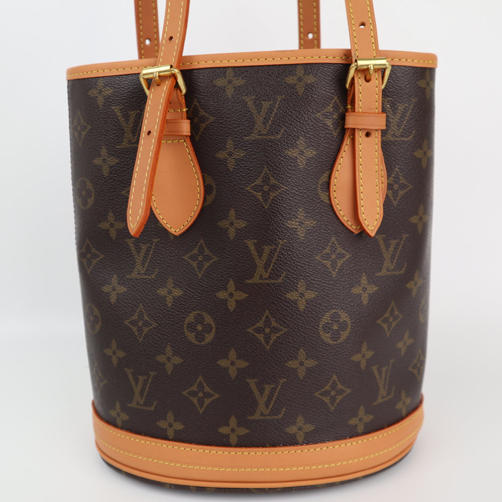 Louis Vuitton Monogram Canvas Petit Bucket Shoulder Bag C1692R | Pre-Owned Very Good Brown Monogram Canvas