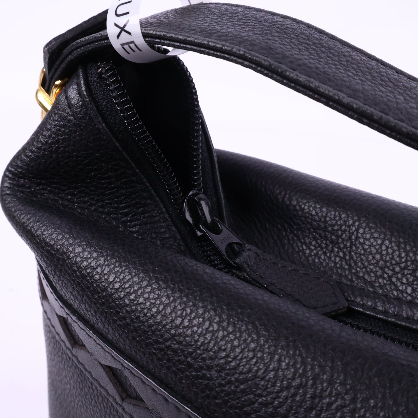 J2951 Saint Laurent Top Handle Bag Black Leather vanity Style hand Bag | Pre-Owned Black Leather