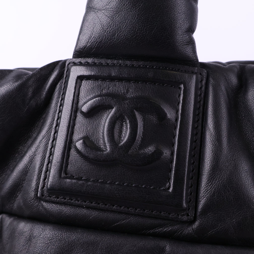 J2853 Chanel Top Handle Bag Coco Cocoon Black Soft Leather Tote Bag | Pre-Owned Black Leather
