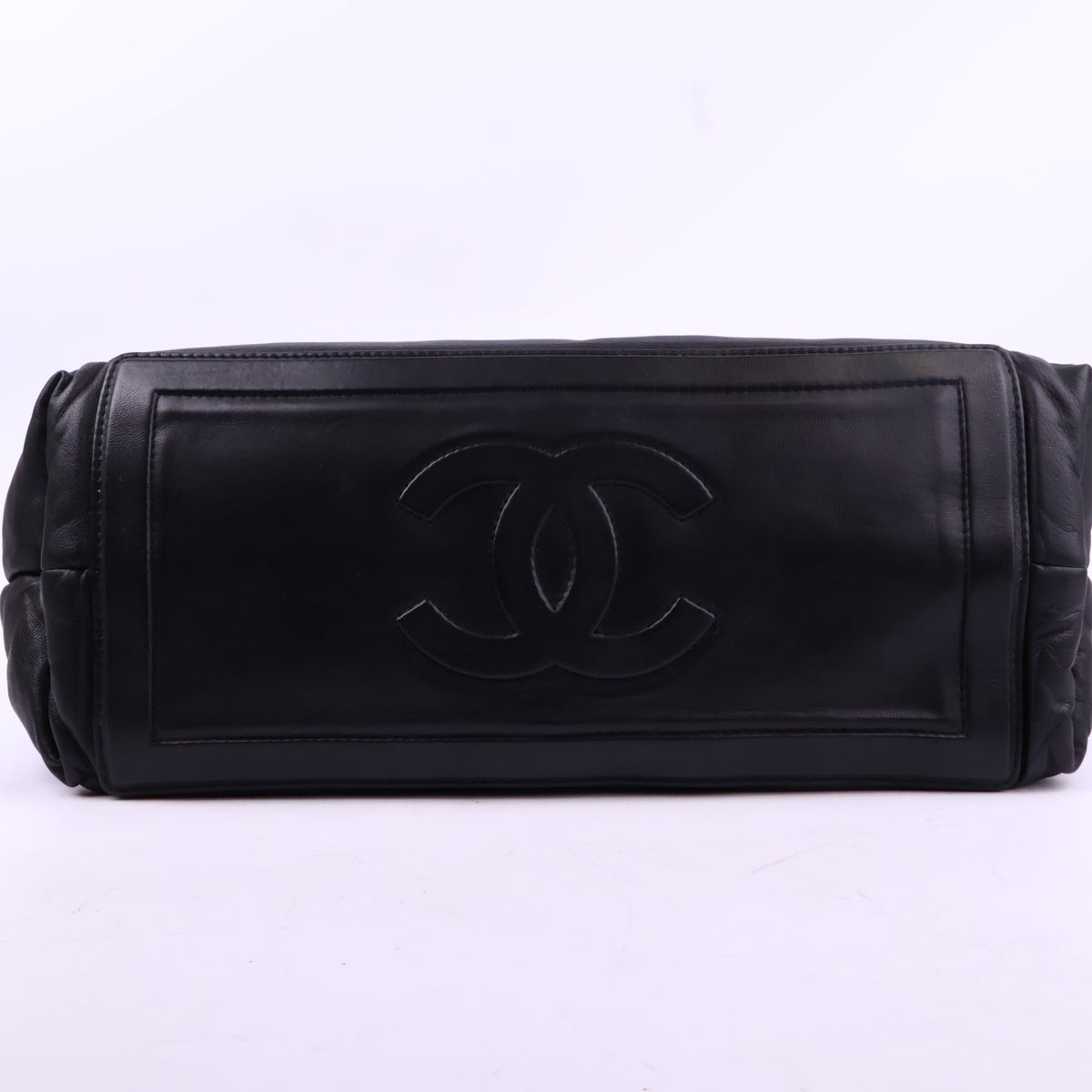 J2853 Chanel Top Handle Bag Coco Cocoon Black Soft Leather Tote Bag | Pre-Owned Black Leather