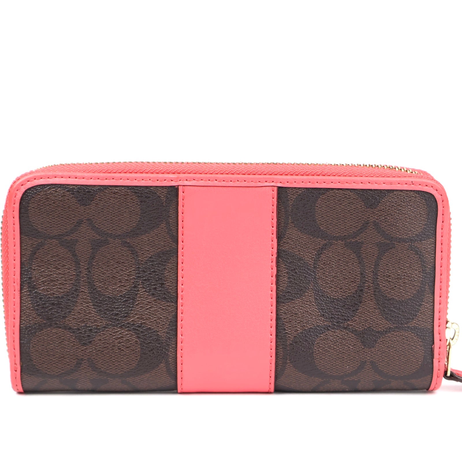 J1347 Coach Wallet Pink Leather and Signature Canvas- Pre Owned