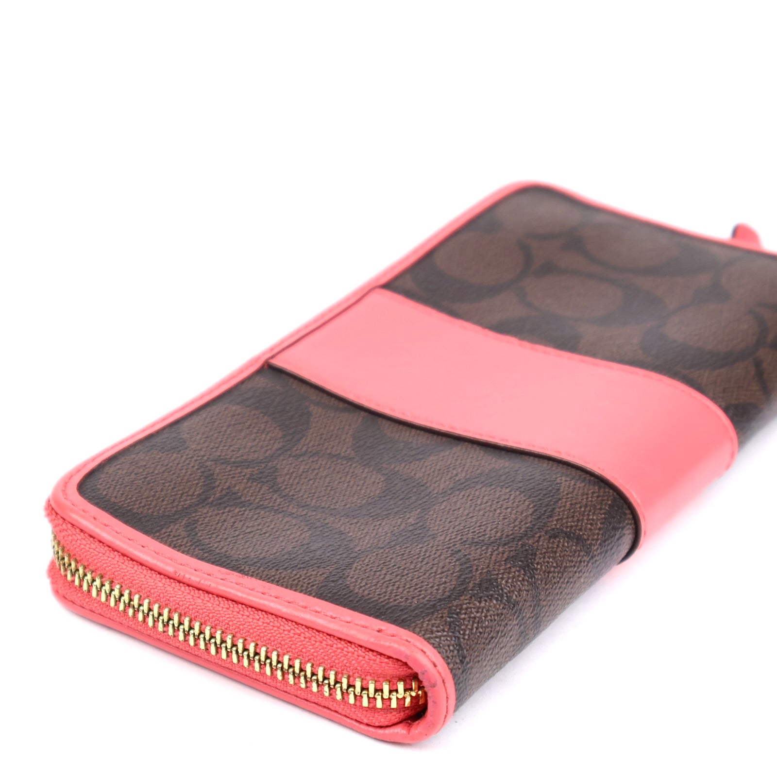 J1347 Coach Wallet Pink Leather and Signature Canvas- Pre Owned