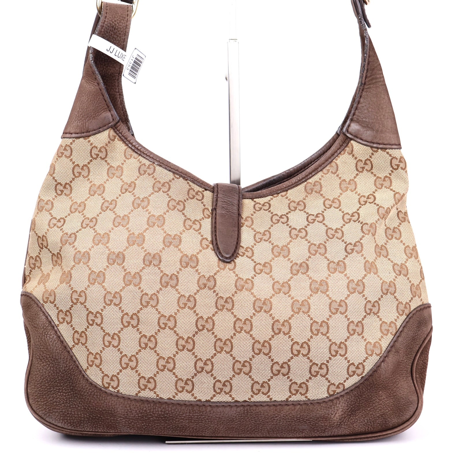 J1353 Gucci Beige/Brown GG Canvas Jackie Shoulder Bag- Pre Owned