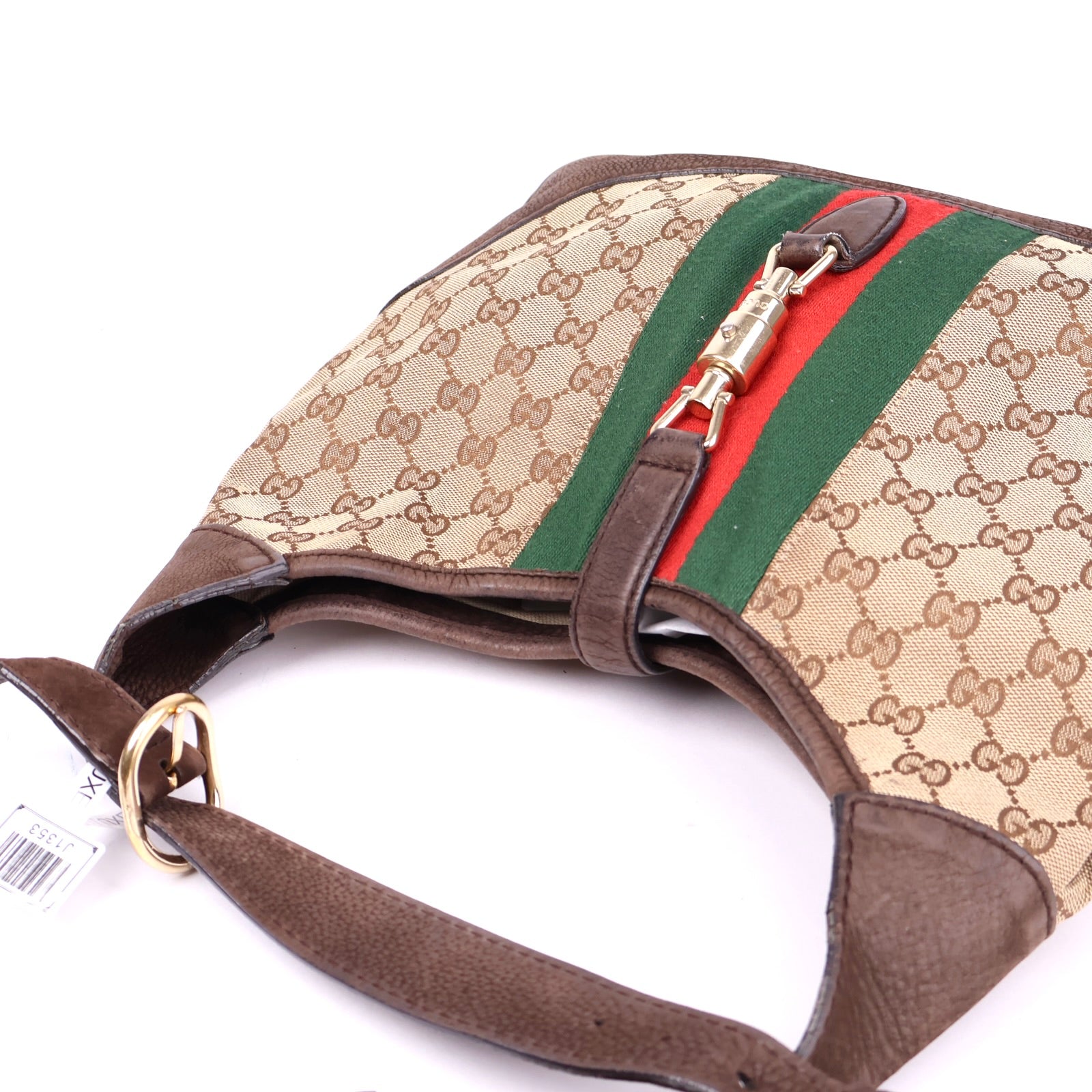 J1353 Gucci Beige/Brown GG Canvas Jackie Shoulder Bag- Pre Owned