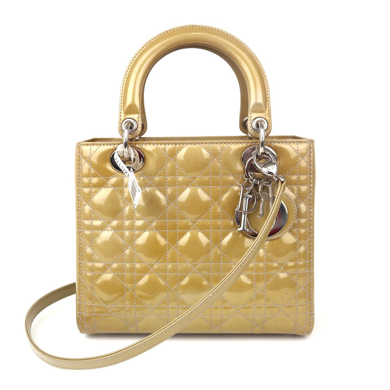 C1113 Christian Dior Patent Cannage Medium Lady Dior – Pre Owned