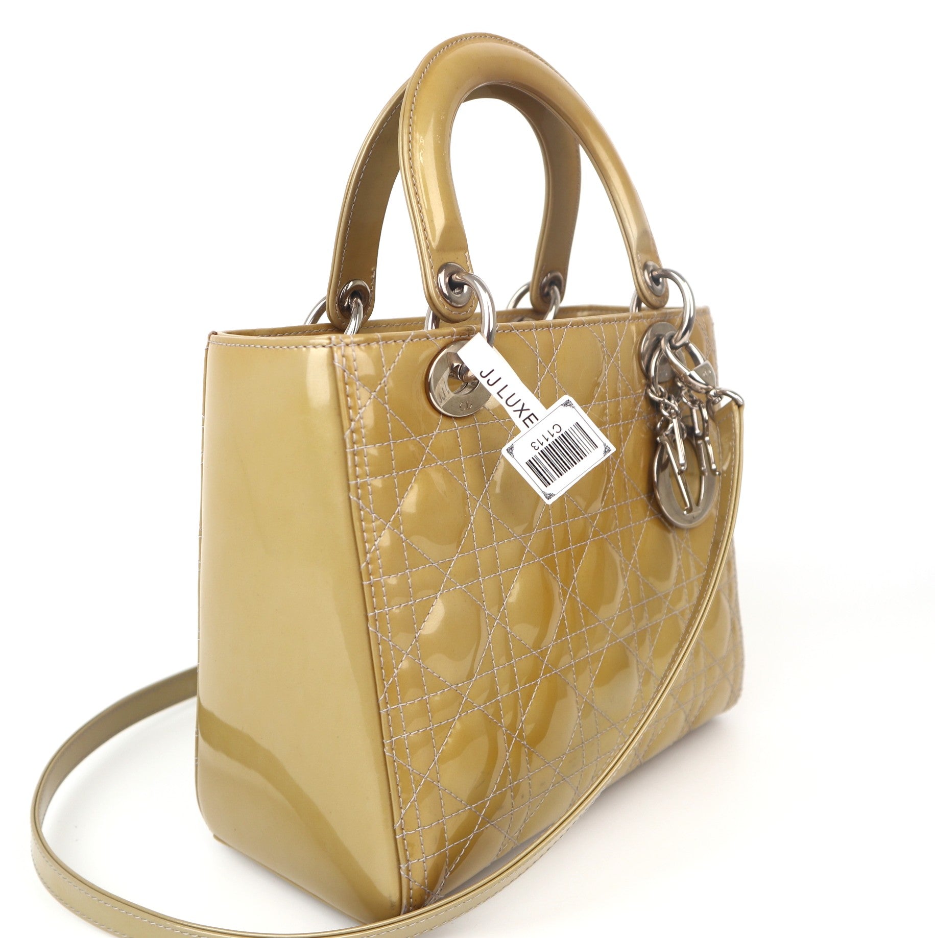 C1113 Christian Dior Patent Cannage Large Lady Dior – Pre Owned