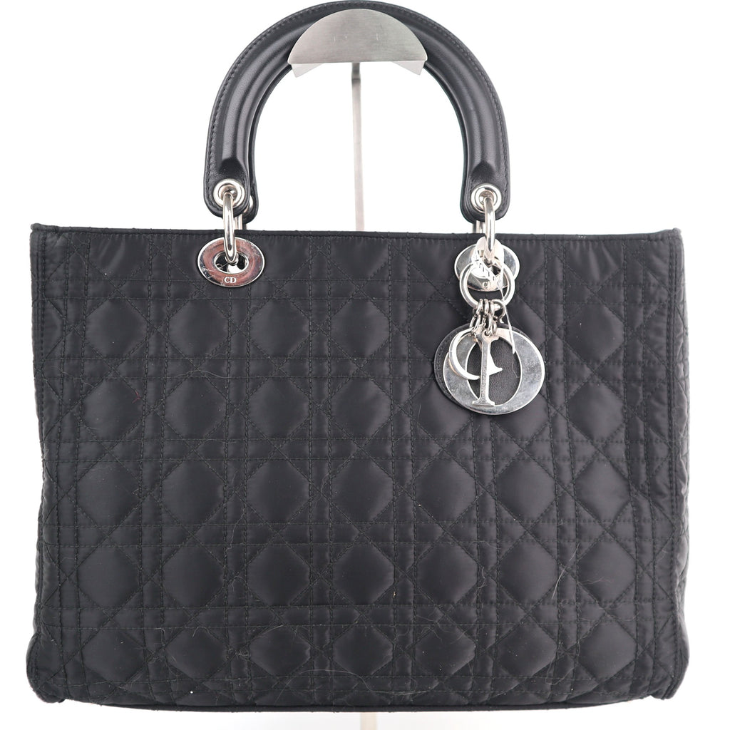 C2562 Christian Dior Tote Bag Lady Dior Nylon Black | Pre-Owned Excellent Black Nylon