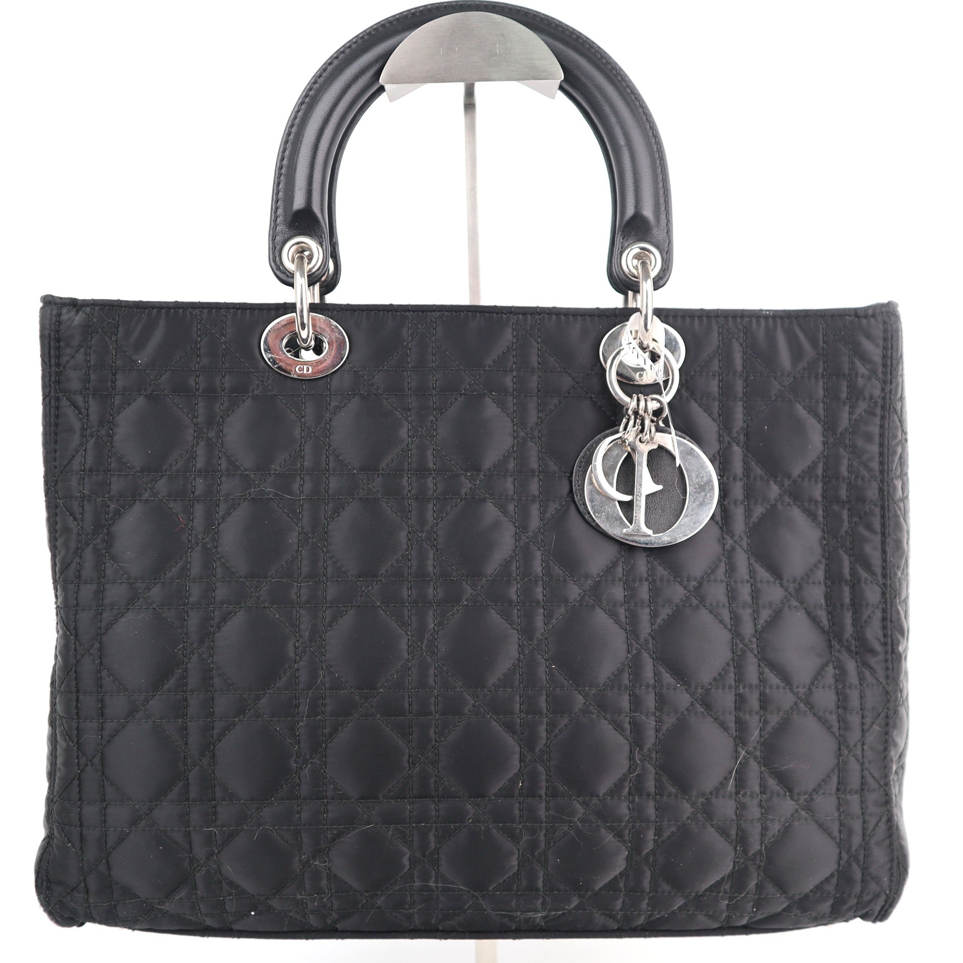 C2562 Christian Dior Tote Bag Lady Dior Nylon Black | Pre-Owned Excellent Black Nylon