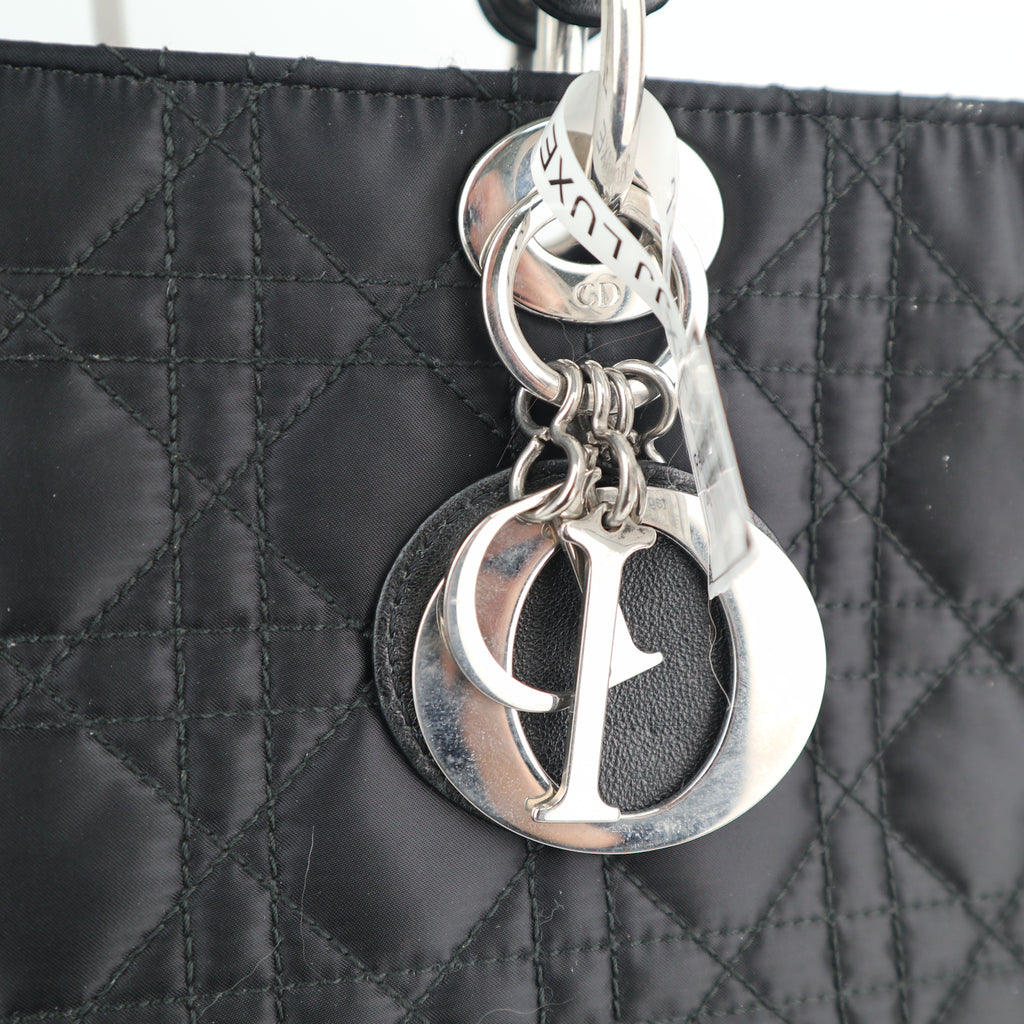 C2562 Christian Dior Tote Bag Lady Dior Nylon Black | Pre-Owned Excellent Black Nylon