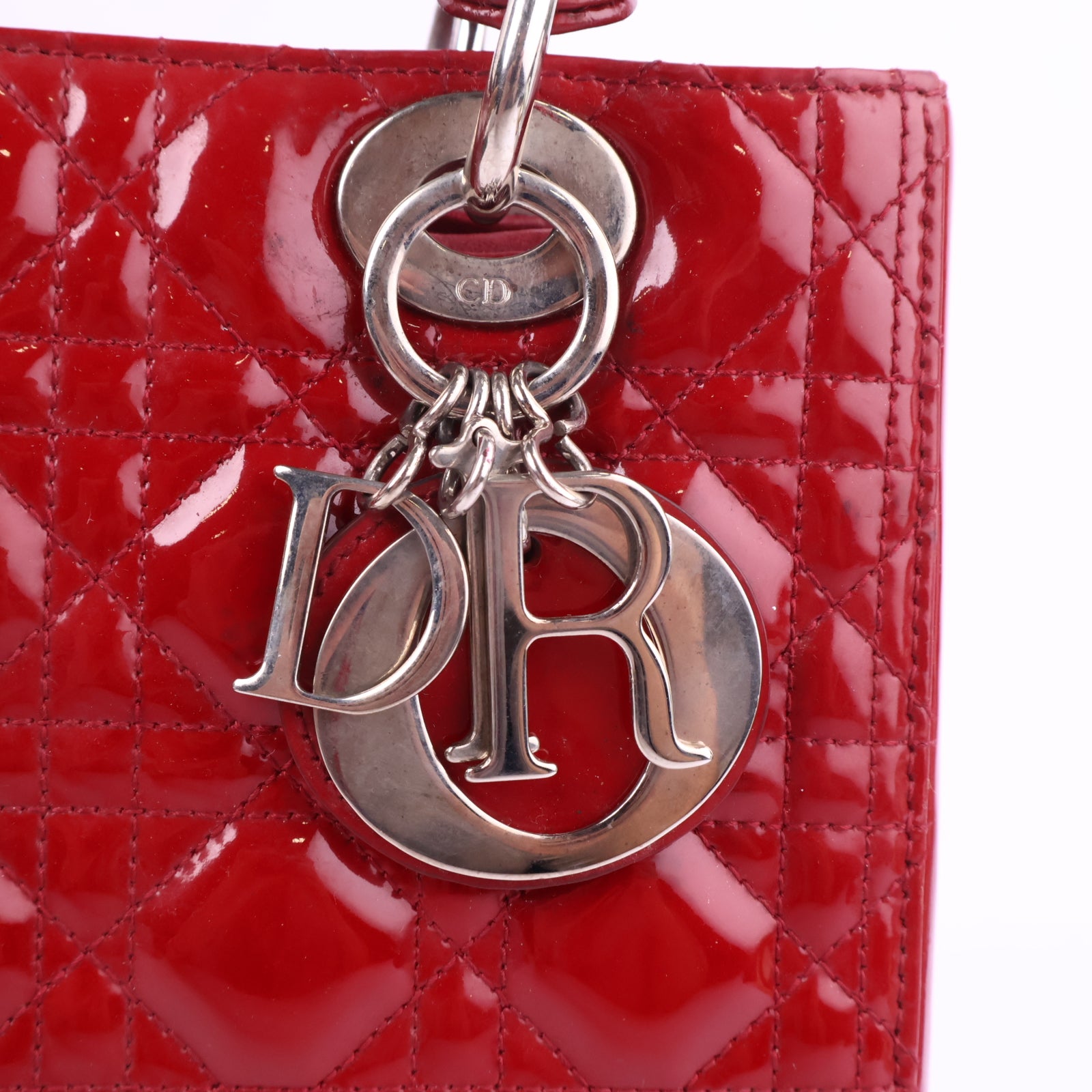 J2891 Christian Dior Lady Dior Red Poatent Leather handbag