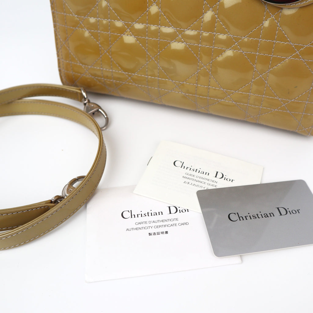 C1113 Christian Dior Patent Cannage Medium Lady Dior – Pre Owned